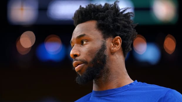 Jun 13, 2022; San Francisco, California, USA; Golden State Warriors forward Andrew Wiggins (22) looks on before game five of the 2022 NBA Finals against the Boston Celtics at Chase Center. Mandatory Credit: Cary Edmondson-USA TODAY Sports